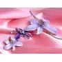 Alilang Silvery Tone Pink Rhinestones Purple Hawaiian Flower Necklace Earrings Set Alilang Silvery Tone Pink Rhinestones Purple Hawaiian Flower Necklace Earrings Set