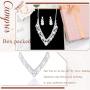 Campsis Bridal Pearl Necklace Rhinestone Teardrop Wedding Bride Statement Necklace Set Jewelry for Women and Girls