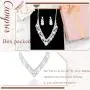 Campsis Bridal Pearl Necklace Rhinestone Teardrop Wedding Bride Statement Necklace Set Jewelry for Women and Girls