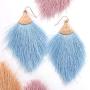 Humble Chic Fringe Tassel Statement Dangle Earrings - Lightweight Boho Long Feather Drops for Women - Bohemian Tribal Hammered Gold-Tone with Silky Thread Strands