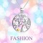PEIMKO Sterling Silver Tree of Life Pendant Necklace, Cubic Zirconia Family Spiritual Tree Gifts for Mother Daughter