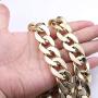 Subiceto 80s 90s Costume Fake Gold Turnover Chain Necklaces for Men Women Plastic Chunky Hip Hop Rapper Cuban Link Chain Necklace 2 Pieces 32-36 Inch