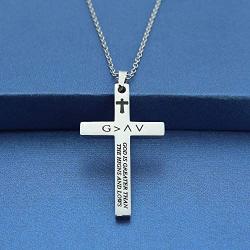 HN HNHB Christian Necklace Bible Verse God is Greater Than Highs and Lows Necklace Cross Faith Religious Jewelry for Women Birthdays First Communion Confirmations Christmas Baptisms Easter