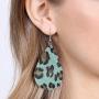 RIAH FASHION Simple Vegan Leatherette Geometric Drop Earrings - Bohemian Lightweight Hook Dangles Faux Leather Teardrop/Marquise/Buffalo Plaid/Animal Print