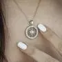 .925 Sterling Silver Cubic Zirconia Compass Necklace, 16''+2''Extender