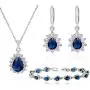 Crystalline Azuria Teardrops 18 ct Gold Plated Blue Simulated Sapphire Zirconia Crystals Set Necklace Earrings Bracelet Crystalline Azuria Teardrops 18 ct Gold Plated Blue Simulated Sapphire Zirconia Crystals Set Necklace Earrings Bracelet