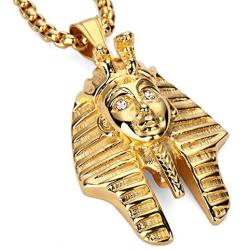 JAJAFOOK Egyptian Jewelry Pharaoh King Pendant Gold Chain Men Necklace