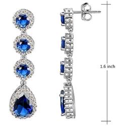 Tear Drop Dangle Earrings AAA CZ Luxury Jewelry Wedding Party, Rhodium Plated
