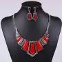 YAZILIND Vintage Ethnic Tibetan Silver Irregular Rhinestone Bib Collar Earrings Necklace Jewelry Set YAZILIND Vintage Ethnic Tibetan Silver Irregular Rhinestone Bib Collar Earrings Necklace Jewelry Set
