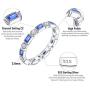 Newshe Blue Emerald Eternity Rings for Women 925 Sterling Silver Gemstone Wedding Bands Cz Size 5-10