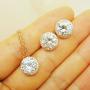 BRIDE DAZZLE Bridesmaid Gifts - Pretty Halo Cubic-Zirconia Necklace & Earrings Set (18'', Rose Gold)