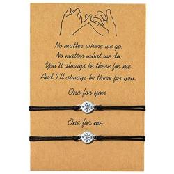 GVUSMIL 2 Pieces Pinky Promise Distance Matching Bracelets Gifts for Best Friends Couple Family Women Mens Teen Girls, Him and Her