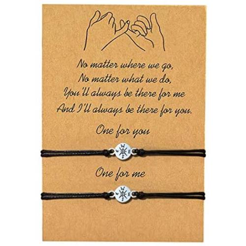 GVUSMIL 2 Pieces Pinky Promise Distance Matching Bracelets Gifts for Best Friends Couple Family Women Mens Teen Girls, Him and Her