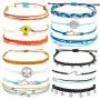 Osemind Wave Bracelet for Women Vsco Bracelets Braided Rope Wax Bracelets Surfer Wave Strand Bracelet Adjustable Mountain Sunflower Bracelet for Girls