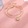 Ursteel Initial Bracelets for Women, 14K Gold Plated Dainty Layered Paperclip Chain Heart Letter Bracelets Personalized Gold Bracelets for Women Girls Jewelry Gifts