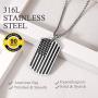 Mens Military Tag Necklace Stainless Steel Vintage Black Enamel Star US America Flag Dog Tag Pendant Necklaces with Chain 22 Inch
