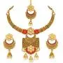 Aheli Antique Matte Finish Traditional Necklace Earrings Set with Maang Tikka Indian Wedding Jewelry for Women Aheli Antique Matte Finish Traditional Necklace Earrings Set with Maang Tikka Indian Wedding Jewelry for Women