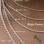 925 Sterling Silver 3 MM Diamond Cut Rope Chain Necklace for Men Women & Girls Upgraded Lobster Claw Clasp Made in Italy 16 18 20 22 24 30 and 36 Inch