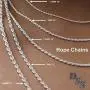 925 Sterling Silver 3 MM Diamond Cut Rope Chain Necklace for Men Women & Girls Upgraded Lobster Claw Clasp Made in Italy 16 18 20 22 24 30 and 36 Inch
