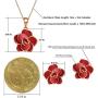 Rose Flower Necklace Earrings Set for Women 18K Gold Plated Hypoallergenic Jewelry Sets