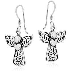 Guardian Angel of Love .925 Sterling Silver Dangle Earrings