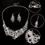 EVER FAITH Rhinestone Crystal Octopus Necklace Earrings Set