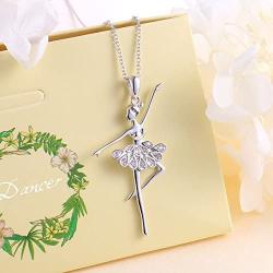 925 Sterling Silver Dancing Ballerina Dancer Ballet Dance Pendant Necklace/Stud Earrings Recital Gift for Teen Girls Women,18''