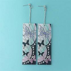 Demon Slayer Tanjiro Earrings - Kimetsu No Yaiba Acrylic Hanafuda Earrings - Good Ideal For Women and Girl