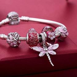 EVESCITY Limited Edition Pink Dragonfly Dangle 925 Sterling Silver Bead For Charms Bracelets ♥ Best Jewelry Gifts for Her ♥