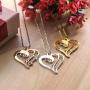 MyNameNecklace Two Hearts Forever One Necklace with Cubic Zirconia birthstones Cut Out Names - Custom Necklace Jewelry - Gift for Mom