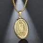 Stainless Steel Pendant Necklace for Men Women Virgin Mary Necklace Religious Jewelry Rolo Chain (A:Gold Tone) Stainless Steel Pendant Necklace for Men Women Virgin Mary Necklace Religious Jewelry Rolo Chain (A:Gold Tone)
