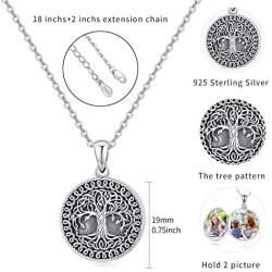 Holds Pictures Locket Necklace Tree of Life Necklace Sterling Silver Family Tree Locket Necklace That Holds Pictures Vintage Oxidized Celtic Jewelry Gift for Women