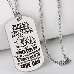 FAYERXL Hand Stamped Dog Tag-You are Braver Than You Believe-Pendant Necklace Inspirational Gifts for Son Daughter…