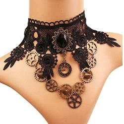 MEiySH Lolita Goth Punk Wedding Party Black Steam Punk Gear Choker Necklace