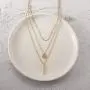 CIUNOFOR Layered Necklace Gold Plated Bar Geometric Pendant with Cubic Zirconia Long Chain Necklace for Women Lady Girl