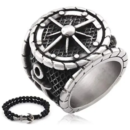 Gungneer Military Anchor Ring for Men Stainless Steel Sailor Compass Symbol US Navy Jewelry Accessory