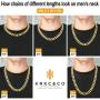KRKC&CO 12mm/14mm Mens Cuban Link Chains, 18k Gold Miami Cuban Link Curb Chain, Hip Hop Jewelry, Solid No Tarnish Necklace, Durable Street-wear Hip Hop Chains for Men, 18 20 22 24 26inches