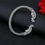 fishhook Fashion Vintage Viking Raven Crow Head Screw Cuff Bangle Wristband Bracelet Animal Jewelry for Men Women