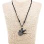 BlueRica Gator Head Pendant on Adjustable Black Rope Cord Necklace (Old Silver)