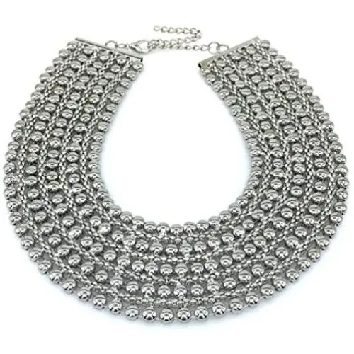 MANILAI Chunky Metal Statement Necklace For Women Neck Bib Collar Choker Necklace Maxi Jewelry MANILAI Chunky Metal Statement Necklace For Women Neck Bib Collar Choker Necklace Maxi Jewelry