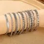 17 MILE 9 Pcs Silver Chain Bracelet Set for Women, Fashion Stackable Cuban Link Adjustable Stainless Steel Bracelet for Gifts 17 MILE 9 Pcs Silver Chain Bracelet Set for Women, Fashion Stackable Cuban Link Adjustable Stainless Steel Bracelet for Gifts