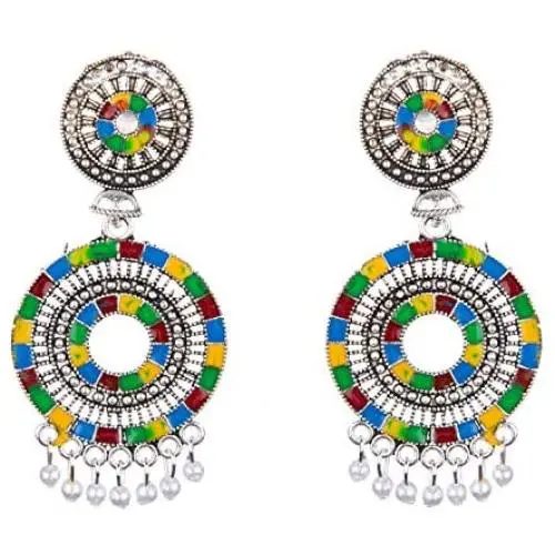 Efulgenz Boho Vintage Antique Gypsy Tribal Indian Oxidized Pearl Drop Enamel Peacock Jhumka Jhumki Earrings Set Jewelry Efulgenz Boho Vintage Antique Gypsy Tribal Indian Oxidized Pearl Drop Enamel Peacock Jhumka Jhumki Earrings Set Jewelry