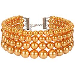 LuckyHouse Fashion Pearl Choker Necklace Multilayer Strands Chokers 1920s Flapper Women Costume Necklace Accessories for Gatsby Themed Party