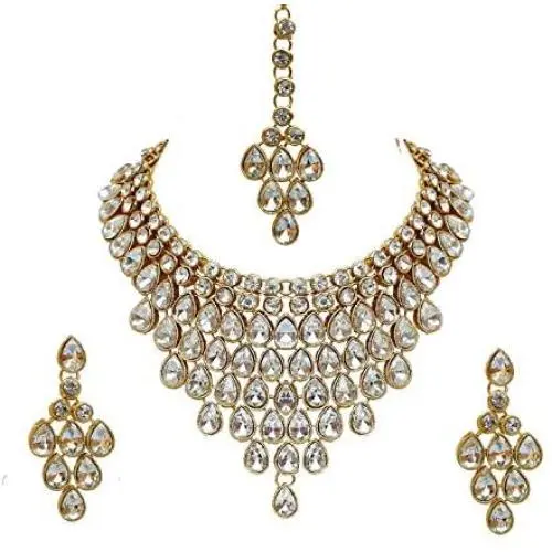 YouBella Jewellery Bollywood Ethnic Wedding Bridal Gold Plated Traditional Indian Necklace Set with Earrings for Women YouBella Jewellery Bollywood Ethnic Wedding Bridal Gold Plated Traditional Indian Necklace Set with Earrings for Women