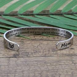 Joycuff in Memory of Gifts for Loss of Mom Dad Memorial Jewelry Sympathy Bracelet Secret Message Engraved Grief Bereavement Gifts for Girl Women