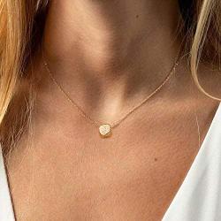 M MOOHAM Dainty Letter Initial Necklaces for Women Girls, Small Dice Pendant Initial Necklaces for Teen Girls Women, Simple Cute Letter Necklaces for Kids Toddler Girls Jewelry Gifts
