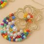 DAMLENG Unique Handmade Gold Flower Beaded Dangle Drop Earrings Bohemian Hollow Indian Jewelry for Women Girls