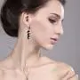 Gem Stone King 2inches Black and Silver Cluster Faceted Crystal Dangle Hook Earrings For Women