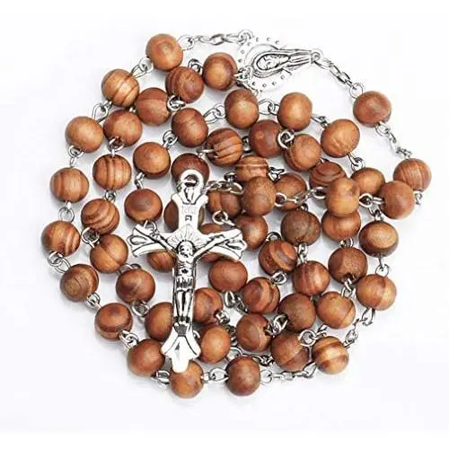 JIAHATE Wooden Cross Necklace for Boys,Mens Catholic Rosary Bead Necklace Intercession Handmade Wood Cross Pendant Necklace Jewelry JIAHATE Wooden Cross Necklace for Boys,Mens Catholic Rosary Bead Necklace Intercession Handmade Wood Cross Pendant Necklace Jewelry