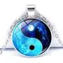 SaiDian 2 Pcs Fashion Yin Yang Necklaces Glass Pendant Dragon Moon Pattern Chakra Pendants Silver Cabochon Glass Necklace Sweater Long Chain SaiDian 2 Pcs Fashion Yin Yang Necklaces Glass Pendant Dragon Moon Pattern Chakra Pendants Silver Cabochon Glass Necklace Sweater Long Chain